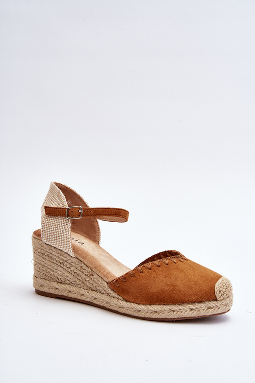 Замшеві босоніжки еспадрільї на танкетці та плетінці Camel Raylin