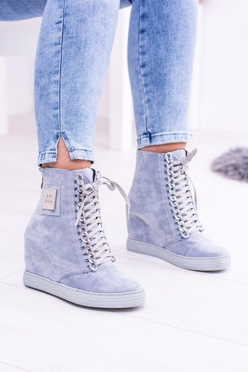 Жіночі кросівки Lu Boo з ланцюжками замшеві блакитні Monica