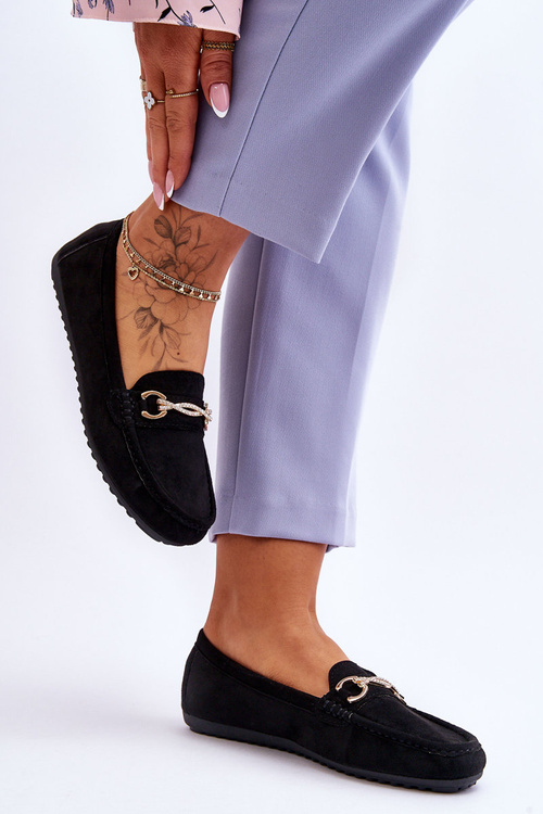 Класичні замшеві лофери з прикрасами Black Amera