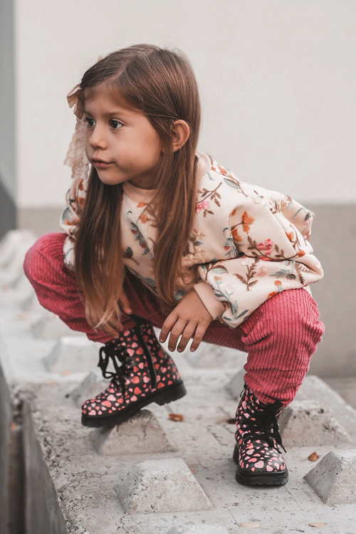 Чоботи дитячі на підкладці на блискавці чорно-рожеві Dolida