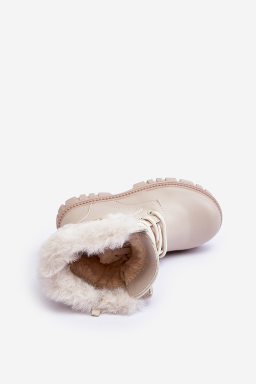 Дитячі шкіряні чоботи на підкладці з ланцюжком, бежеві Cadia