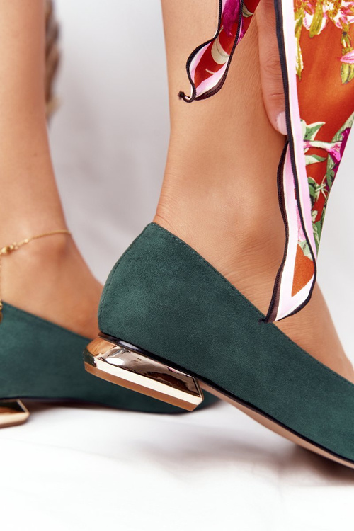 Балерини на золотих підборах Vinceza 21-10601 Зелений