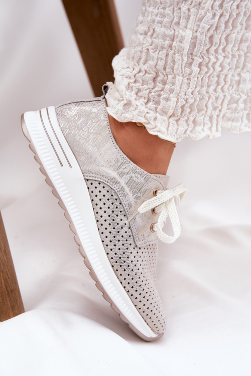 Шкіряні Легкі Жіночі Полуботинки На Платформі Artiker 56C2113 Бежево-Золоті