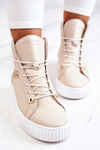Чоботи високі шкіряні кросівки бежево-білі Ashlee