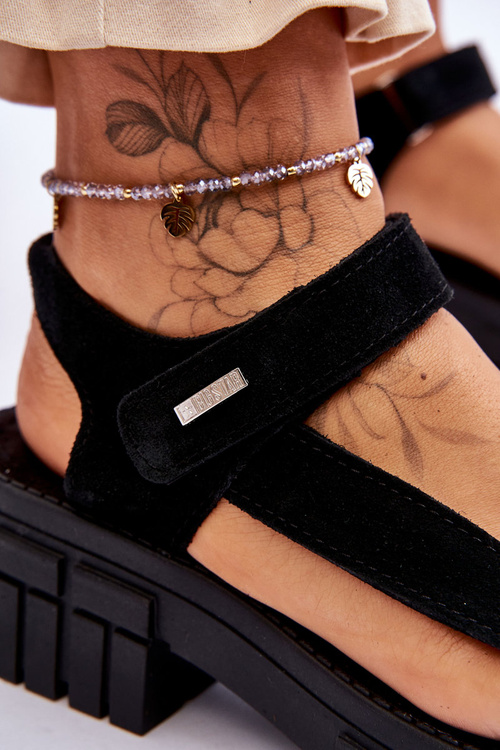 Жіночі замшеві босоніжки Big Star LL276035 Чорні