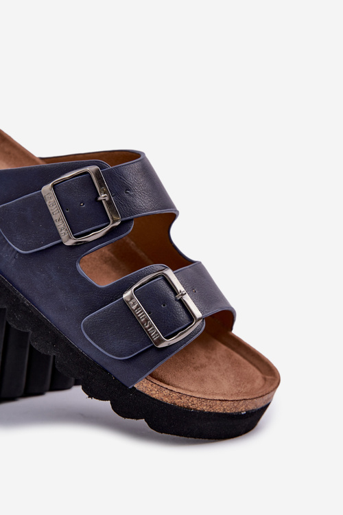 Легкі Чоловічі Сандалі З Пряжками Еко Шкіра Big Star NN174530 Темно-синій