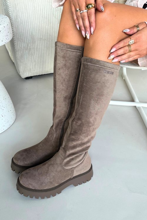 Теплі жіночі чоботи на платформі Big Star OO274722 бежеві