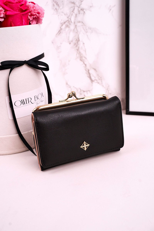 Жіночий гаманець середнього розміру на гачку MILANO чорний