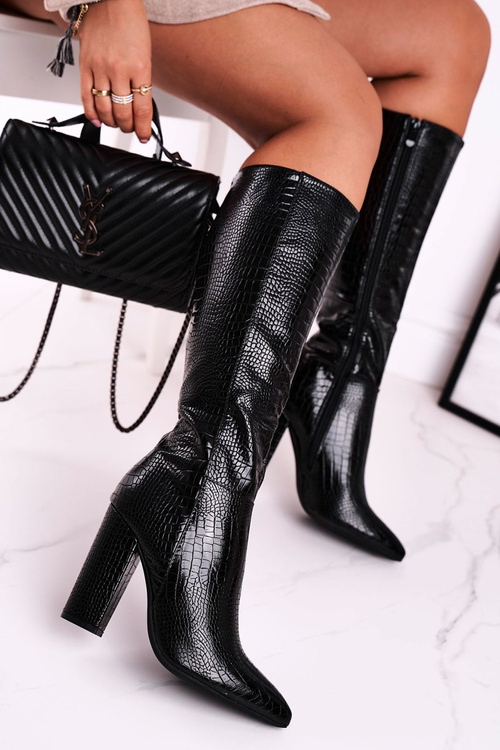 Жіночі утеплені високі чоботи чорні Belvim