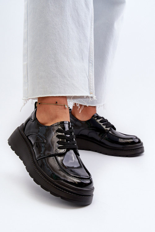 Туфлі жіночі лаковані Натуральна шкіра Чорні Scadaria