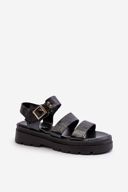 Жіночі босоніжки на масивній підошві чорного кольору Nicarda