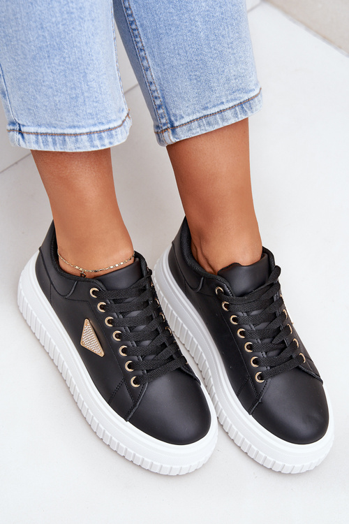 Стильні кросівки на масивній платформі чорнобілі Vallexia