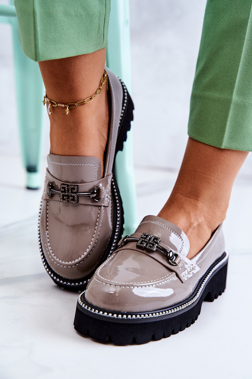 Лаковані туфлі з орнаментом Світло-коричневі Adison