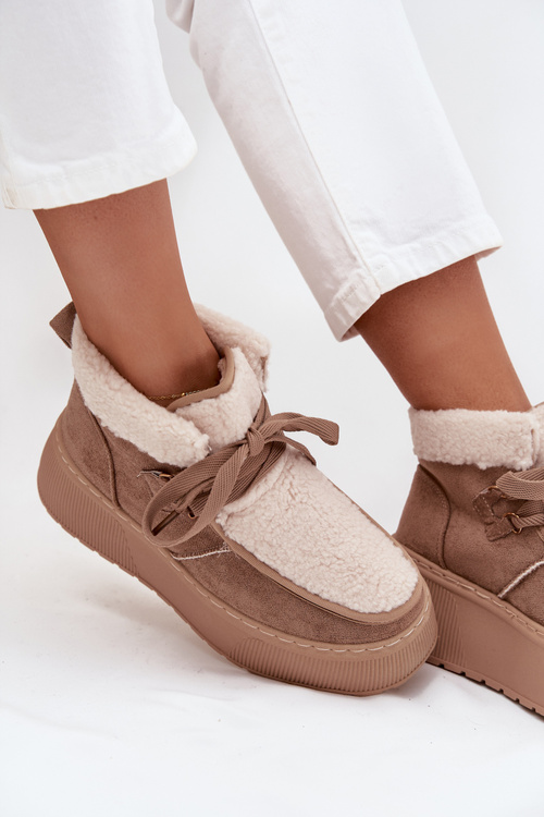 Жіночі зимові черевики на платформі з хутром Бежеві Florivelle