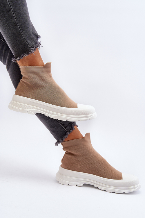 Жіночі чоботи-шкарпетки коричневого кольору Ilanae