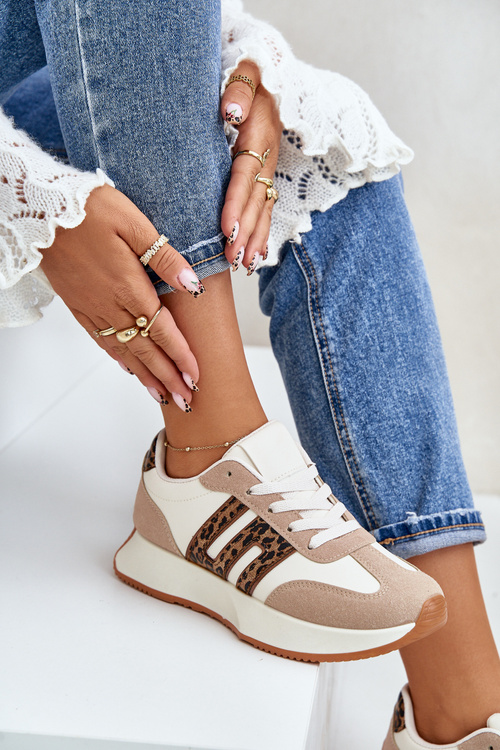 Кросівки Спортивне взуття на платформі Leopard Жіночі бежеві Thari