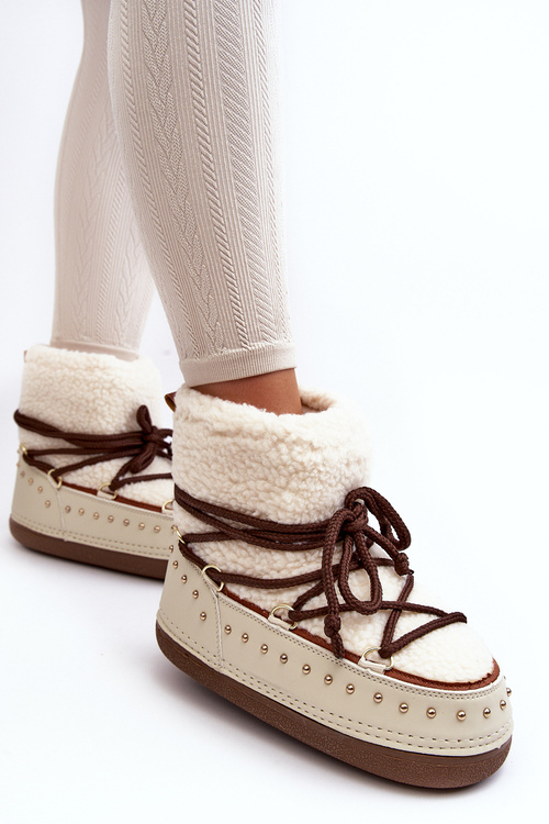 Жіночі зимові черевики на підкладці бежеві Rohes