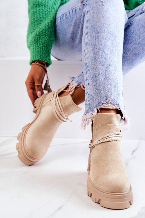 Замшеві робочі черевики без лямок світло-бежеві Moriah