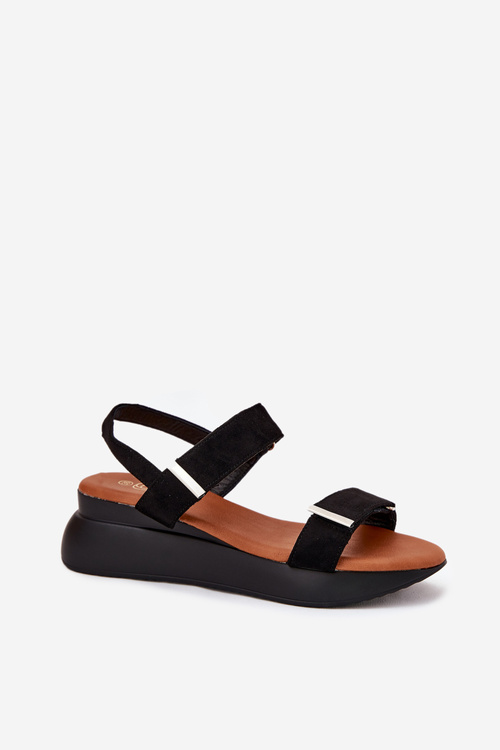 Жіночі Сандалі На Танкетці Чорні Monera