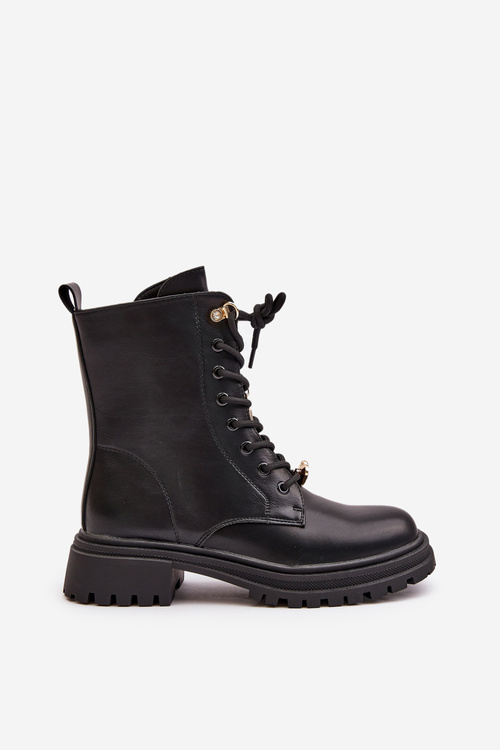 Жіночі робочі черевики з екошкіри на шпильках чорні Rianael