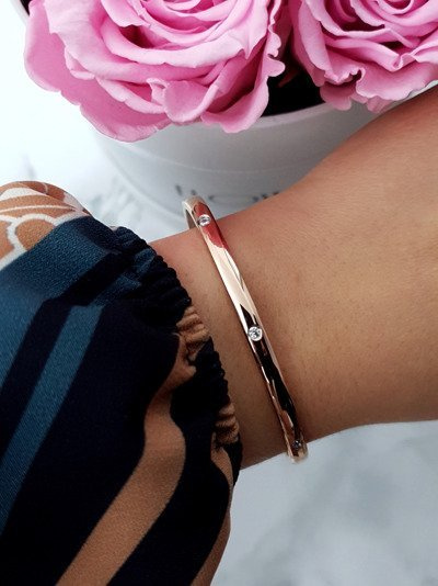 Жіночий сталевий браслет з цирконами Рожеве золото Ursa