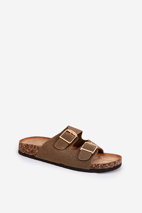 Жіночі Сандалі На Корковій Платформі З Золотими Пряжками Зелені Lisavionea