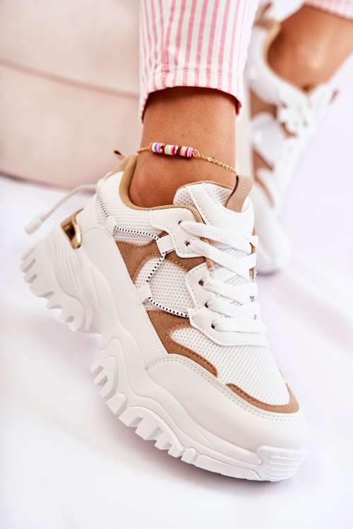 Модне текстильне спортивне взуття бежево-білого кольору Amariso