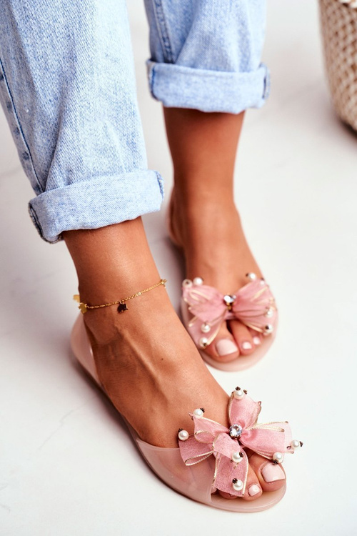 Рожеві гумові балетки з бантом Lu Boo