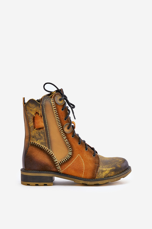 Шкіряні жіночі ботильйони на підборах Maciejka 06719-07 жовті