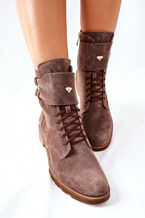 Жіночі шкіряні замшеві чоботи Nicole 2682 Brown