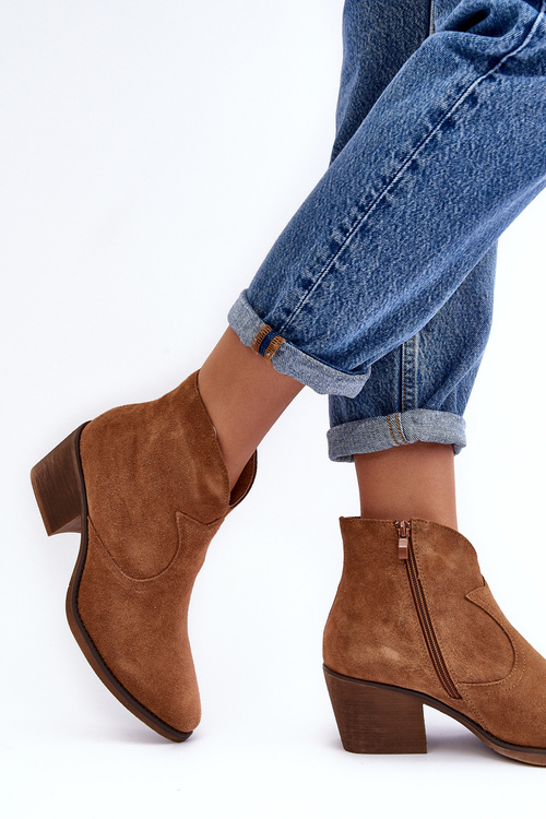 Замшеві ковбойські черевики на блискавці D&A SN622-29 Camel