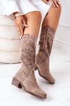 Ажурні замшеві високі чоботи Cappuccino Sierra