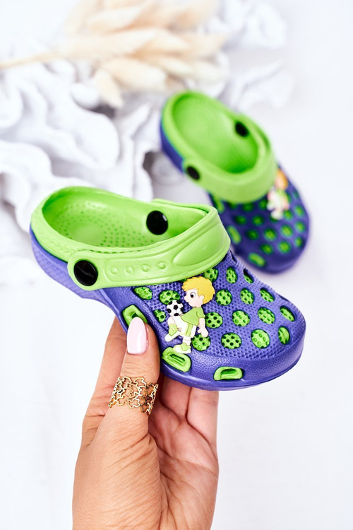 Дитячі поролонові тапочки Crocs Navy-Green Jupiter