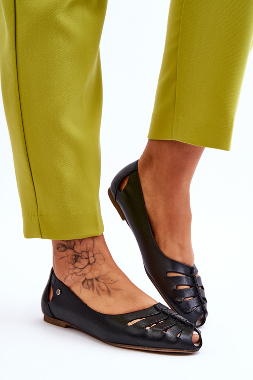 Зручні шкіряні жіночі балетки Black Luka