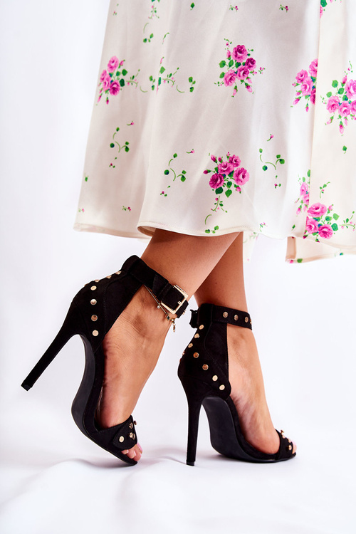 Жіночі босоніжки на високих підборах з шпилькою Чорні Carolyn