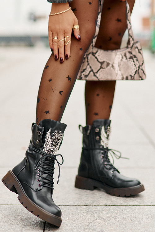 Ботильйони робочі з екошкіри, утеплені D&A, чорні MR880-080