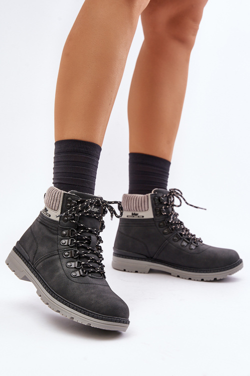 Теплі жіночі ботильйони Lee Cooper чорні LCJ-24-03-3043