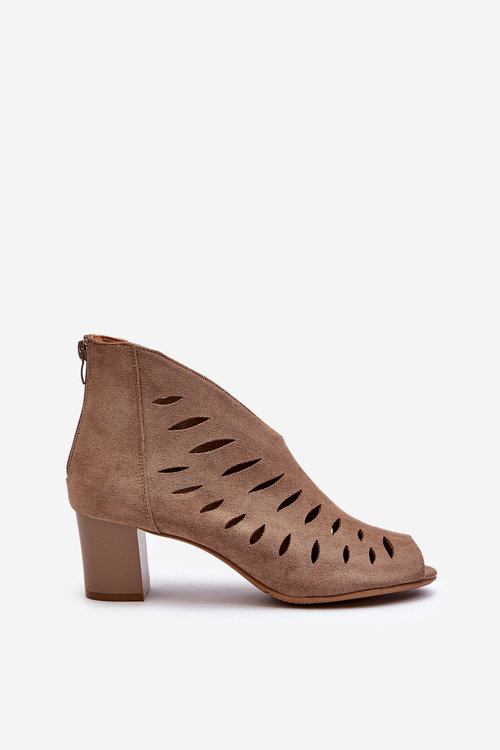 Жіночі екологічні замшеві ботильйони з відкритим носком і шпилькою, бежеві Timalre