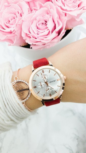 Жіночий годинник Ernest Darsi Maroon Suede