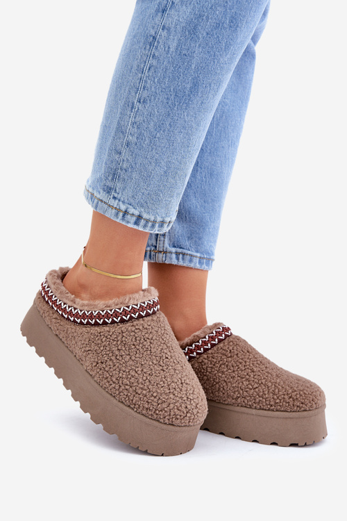 Снігоступи Тапочки На Платформі З Овечим Пухом Коричневі Ovirissa
