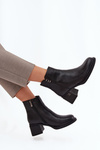 Шкіряні Теплі Жіночі Ботильйони на Каблуці Vinceza 91159 Чорні