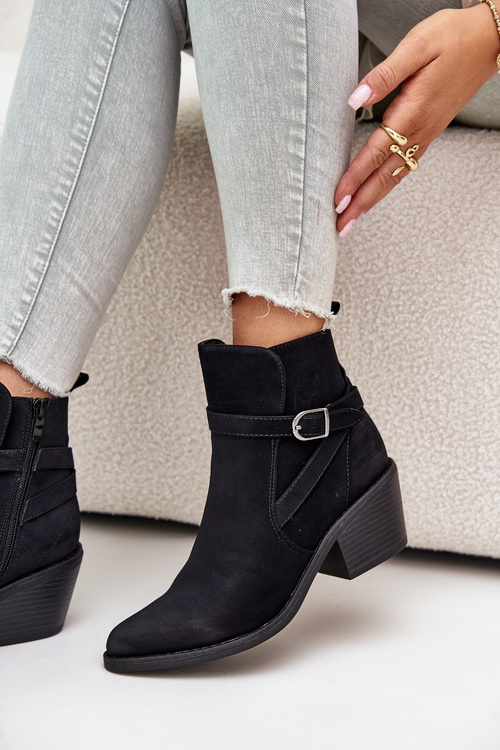 Ковбойські ботильйони з гострими носами, утеплені на блискавці, чорні Glamer