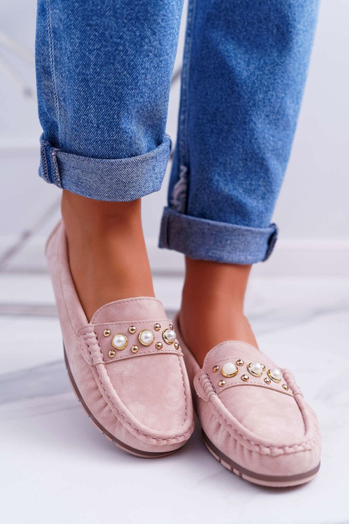 Жіночі вовняні рожеві босоніжки Noell з перлами