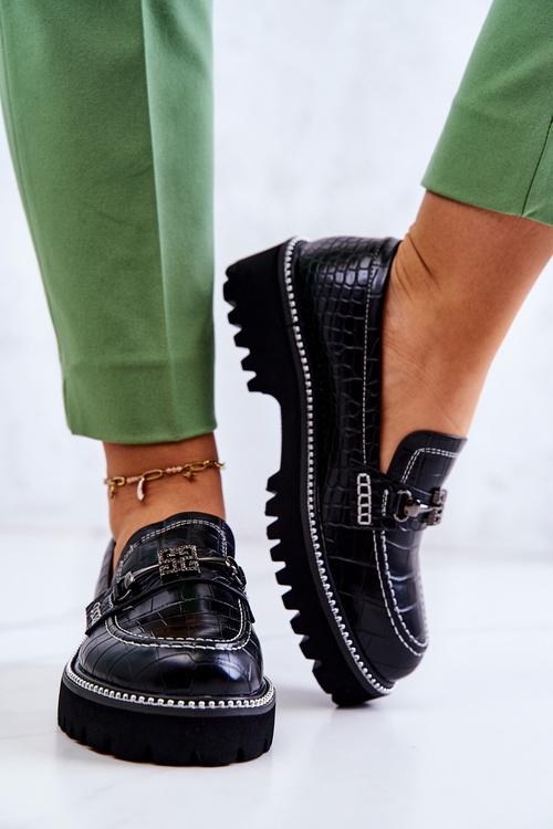 Шкіряні туфлі Snake With Ornament Black Adison