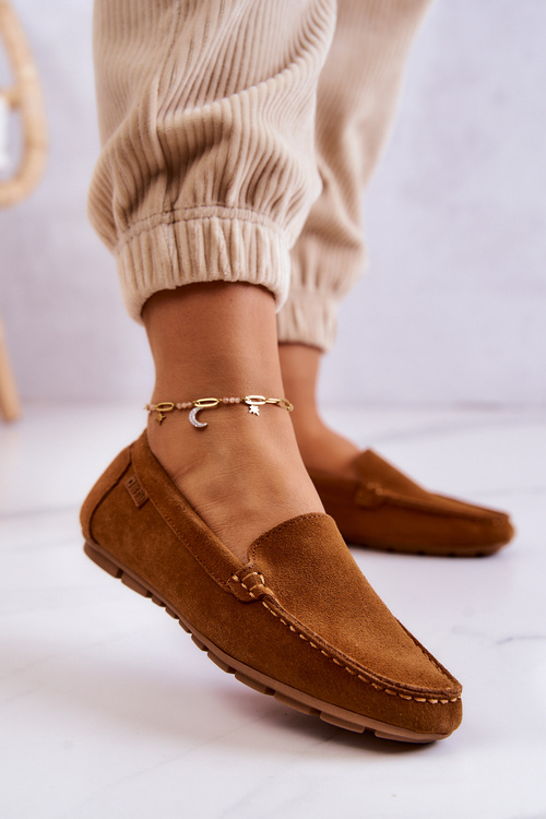 Жіночі замшеві лофери Big Star JJ274660 Camel