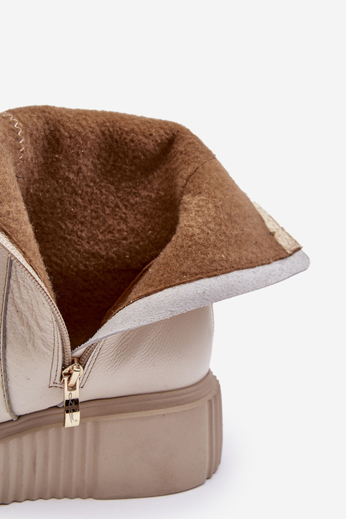 Жіночі шкіряні чоботи на платформі світло-бежеві Lemar Jenefer