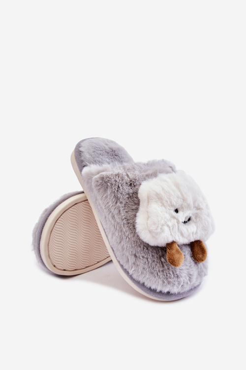 Дитячі теплі тапочки з хутром сірий рубін