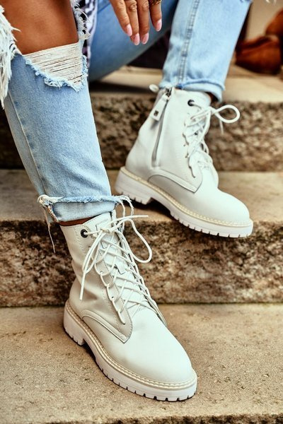Жіночі туристичні черевики на плоскій підошві Big Star White GG274597