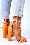 Замшеві босоніжки на високих підборах помаранчеві Танцюй зі мною