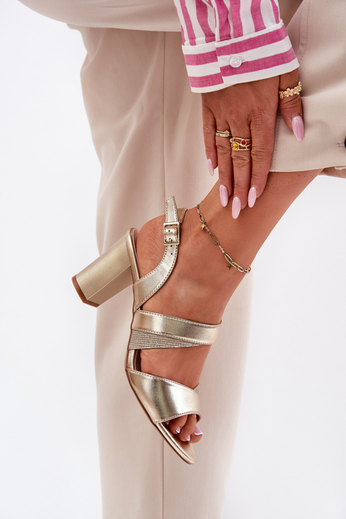 Жіночі Сандалі На Каблуку Sergio Leone SK866 Золоті